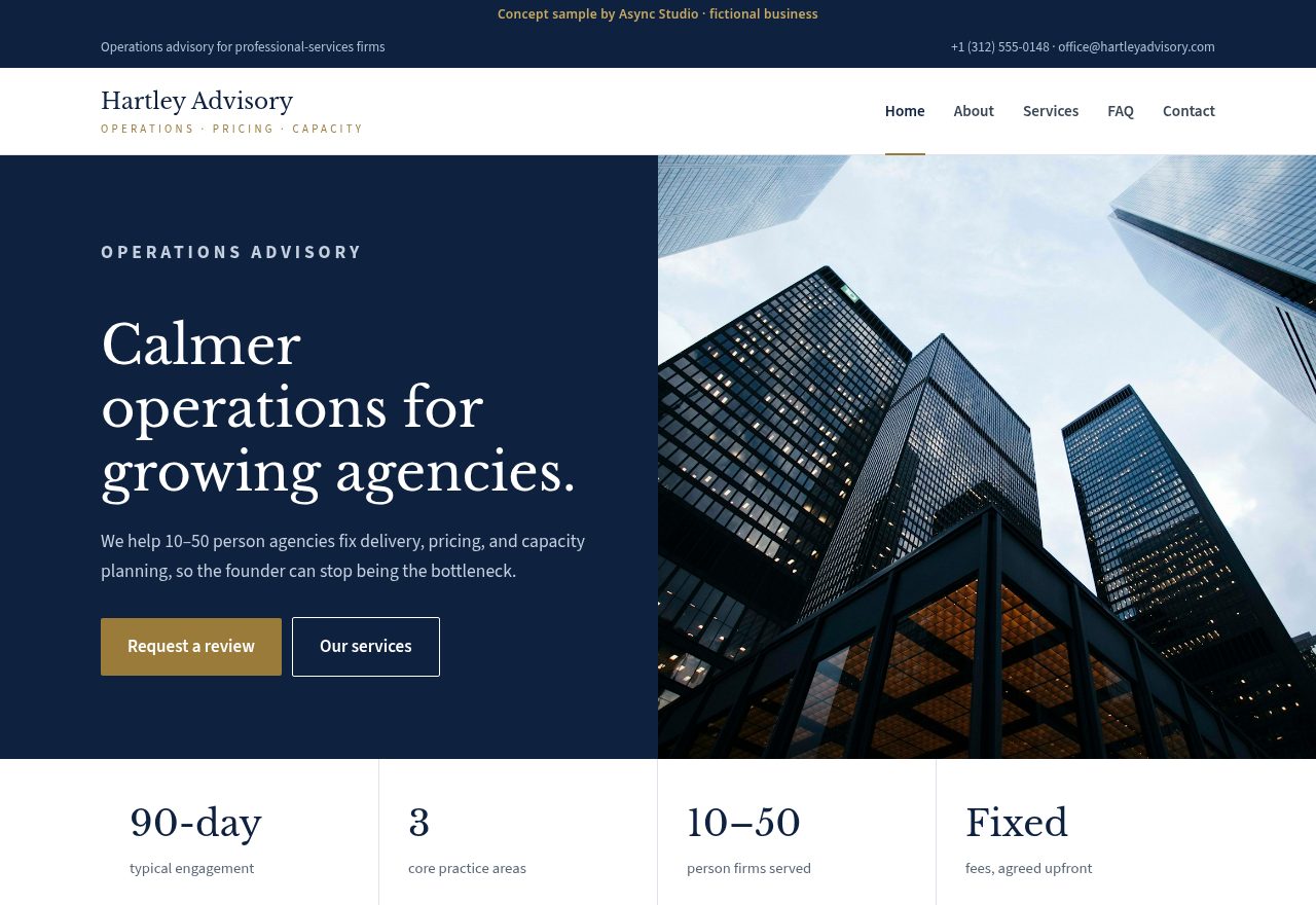 Hartley Advisory concept page