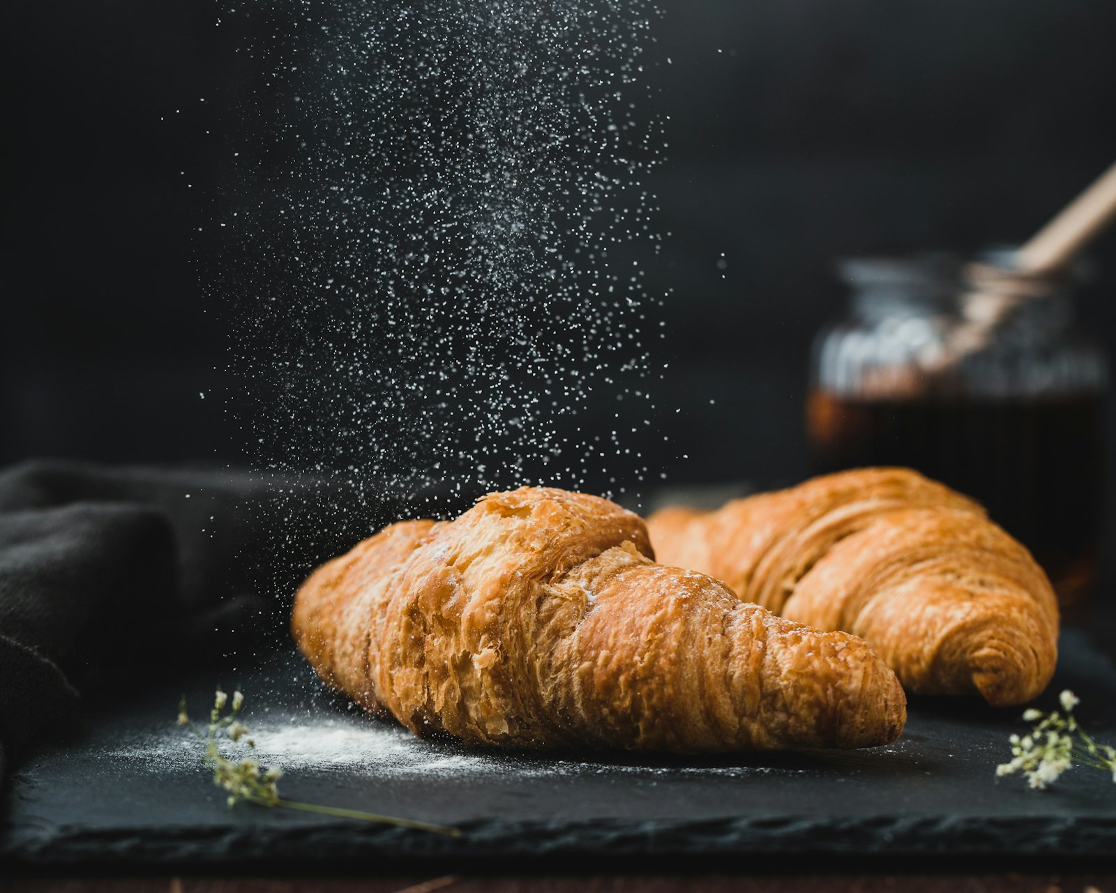Croissants on a board
